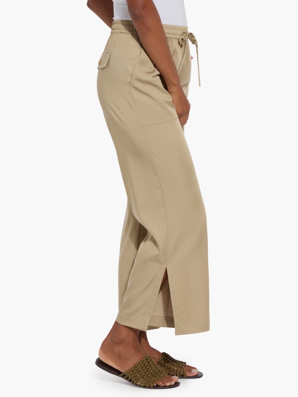 NWOT Lysse Zena Drawstring Ankle Wide Leg Pants, Sandstone (Tan) – Size Large